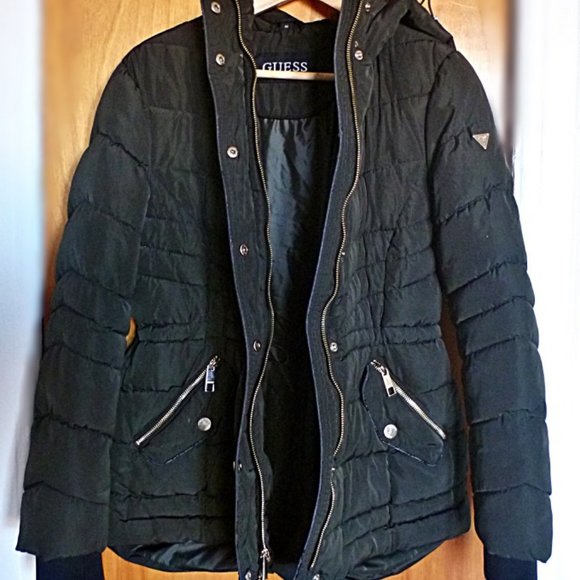 GUESS Women Hooded Puffer Jacket / Parka in Black - Picture 3 of 13